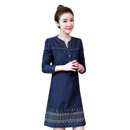 vmtvr - Denim Dress for Women 2023 New Summer Casual Jeans Dress Embroidery With Button Sexy Denim Mini Dress Vestidos 5XL R96