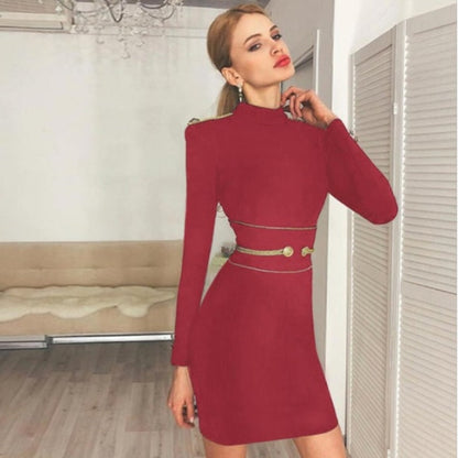 Summer New Women Mini Long Sleeve Bandage Dresses Fashion Bodycon Elegant Sexy O Neck Club Vestidos Evening Party Dress