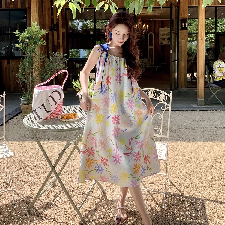 - New summer printed suspender dress  GEU1451