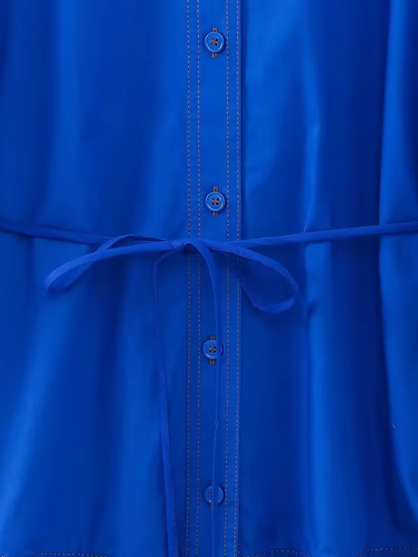 - Royal blue tiered embellished shirt dress GEU553