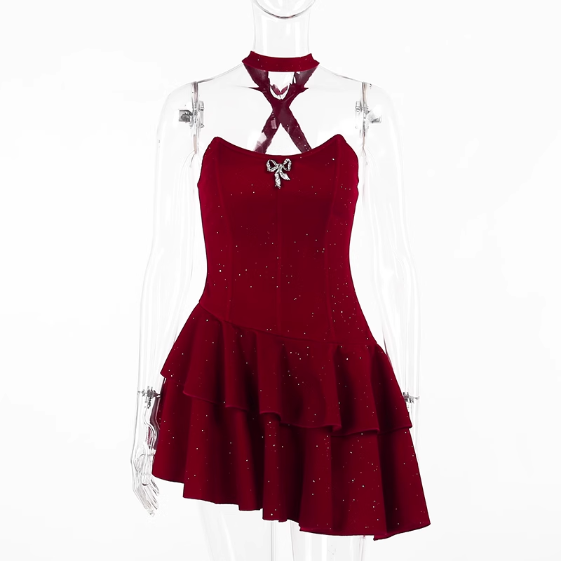 - women's red dress with Christmas atmosphere GEU920