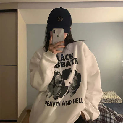 -Retro sports style outfit streetwear 90s fashion Calelinka Black Sabbath Rock Band Print Street Style Women Sweatshirts Autumn Loose Thick Pullover Funny Graphic Gothic Jumper