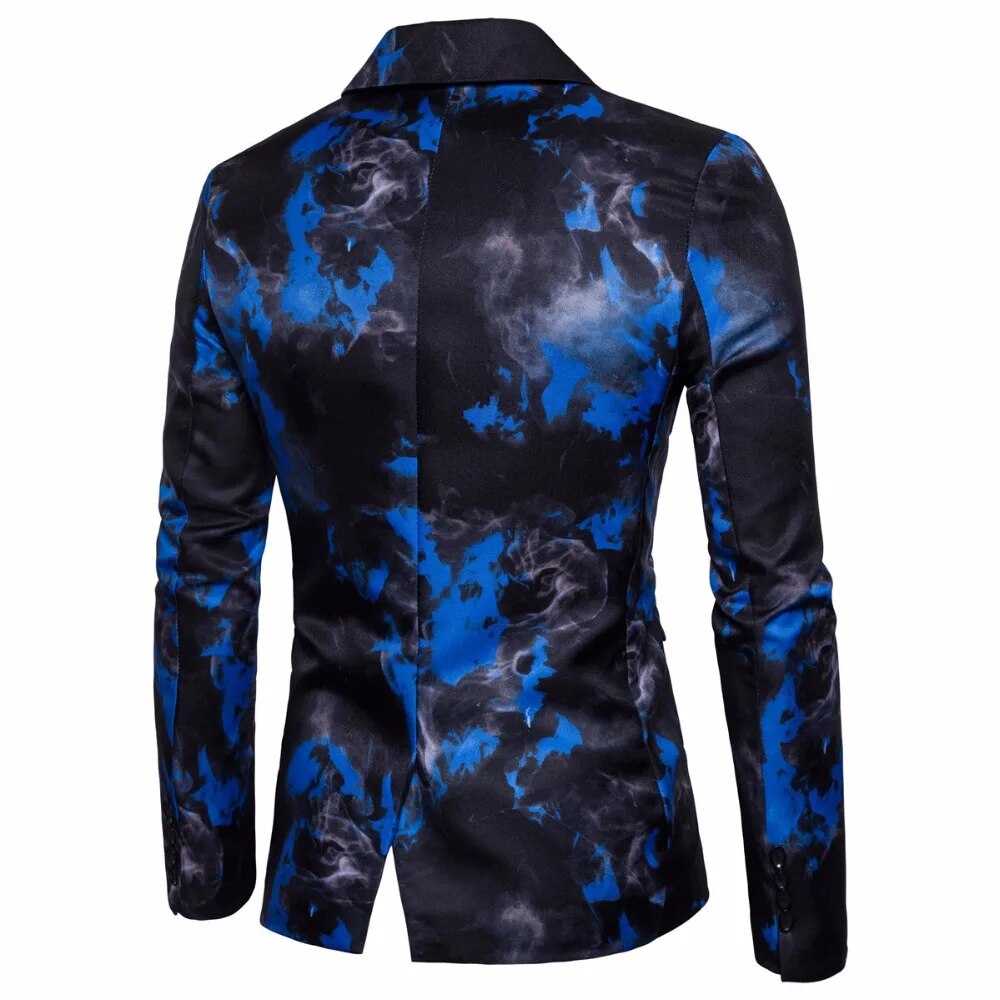 jiaabc Mens Red Flame Printed Blazer Jacket Brand Casual Slim Fit Single Button Blazer Men's Suits and Blazers Terno Masculino 3XL