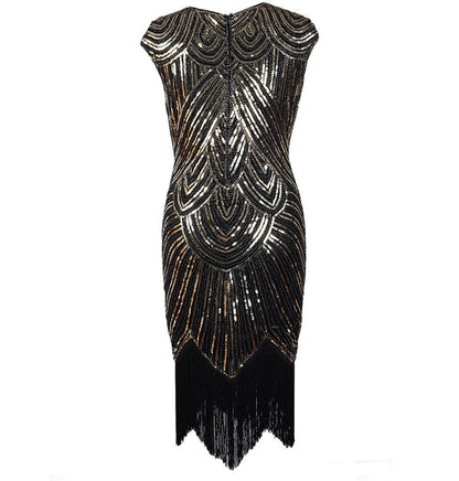 Vintage 1920s Flapper Great Gatsby Dress O-Neck Cap Sleeve Sequin Fringe Party Midi Dress Vestidos Verano 2019 Summer Dress