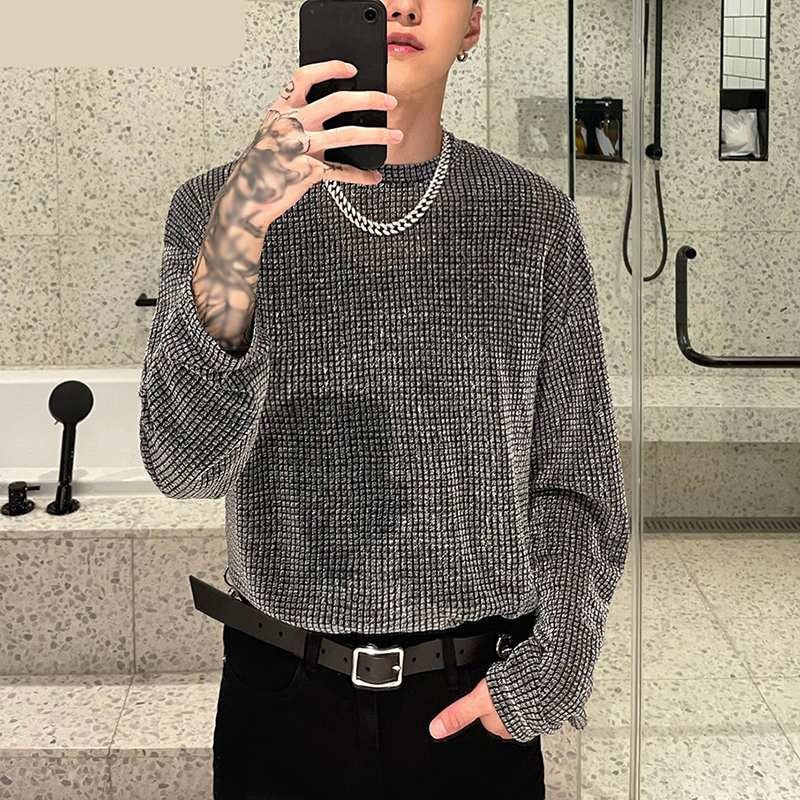 jiaabc Men Mesh T Shirt Transparent Round Neck Long Sleeve Sexy Streetwear Camisetas Casual Party Nightclub Tee Tops 5XL