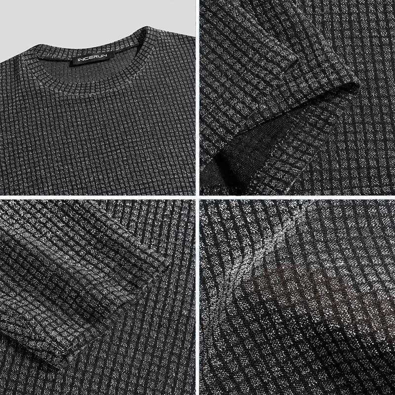 jiaabc Men Mesh T Shirt Transparent Round Neck Long Sleeve Sexy Streetwear Camisetas Casual Party Nightclub Tee Tops 5XL