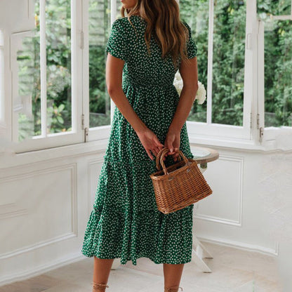 Vestidos Vintage Vintage Print Puff Sleeve summer Beach sweet dresses Casual Square collar floral maxi long dress  festa