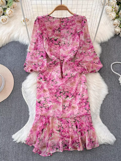 - women's floral chiffon dress GEU1430