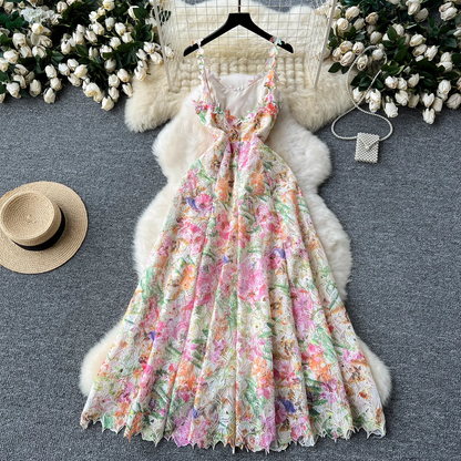 - Women's summer palace style floral suspender dress GEU1465