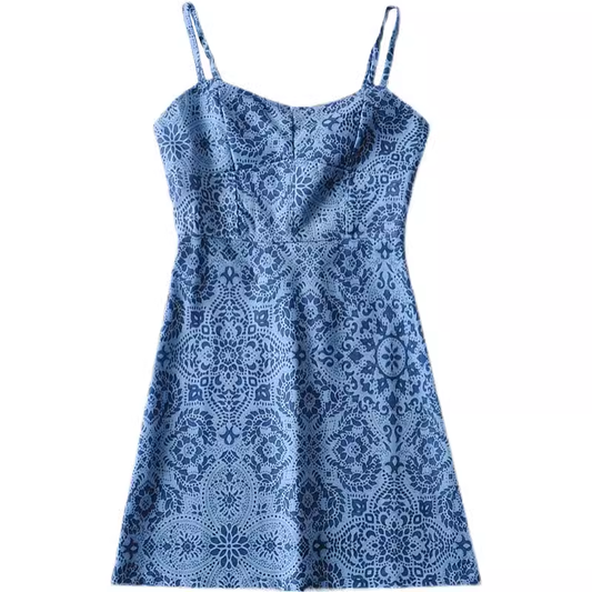 - Blue Spaghetti Straps Mini Dress  GEU1346