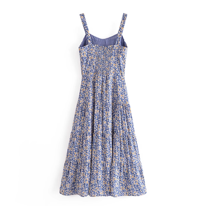 - French retro blue floral dress GEU1366