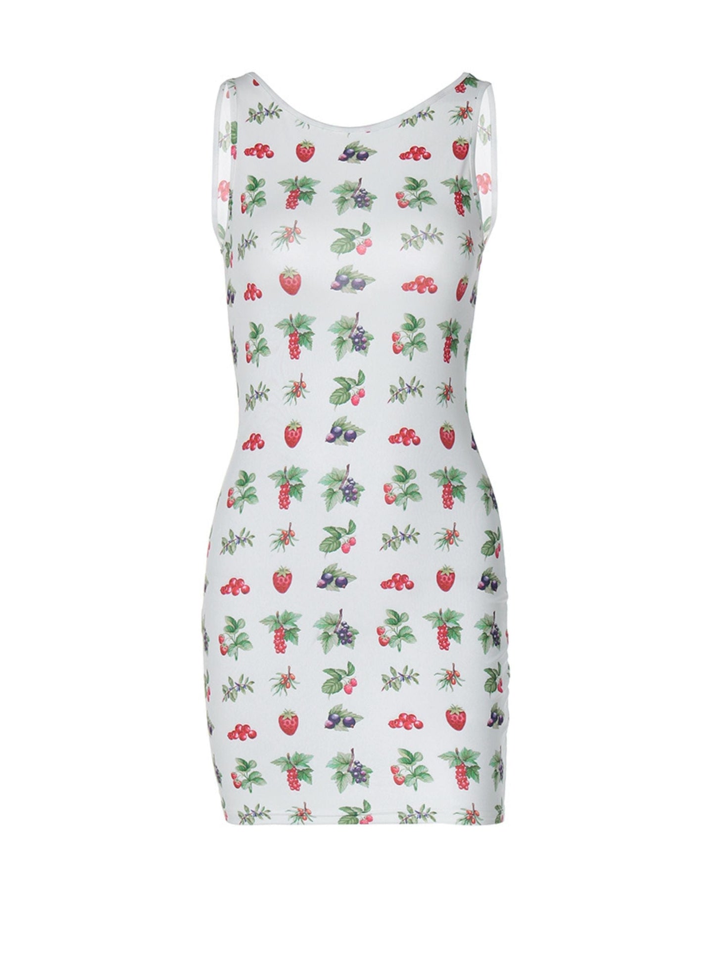 Yaren Cherry Print Basic Mini Dress