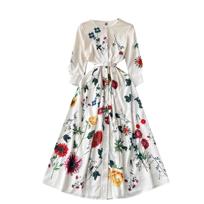 vmtvr- Printed fashionable slim fit single breasted dress GEU457