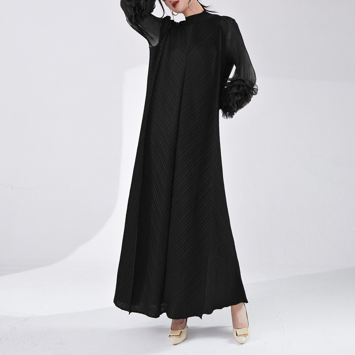 2025 Women's high-end wear large-size dress bud three-dimensional long-sleeved Popular trade Middle East hot sale dress long dress