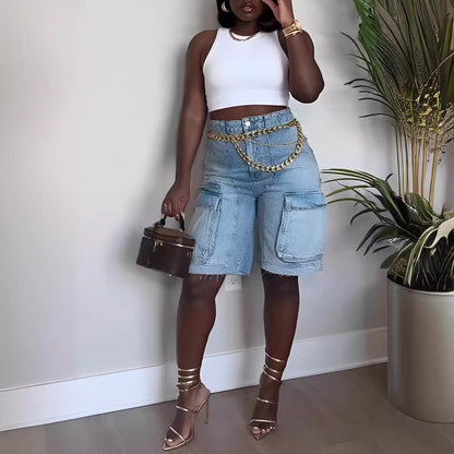 vmtvr dress to impress outfits Spring/Summer New Denim Ripped Grass Wash Tooling Pocket Jeans International Station