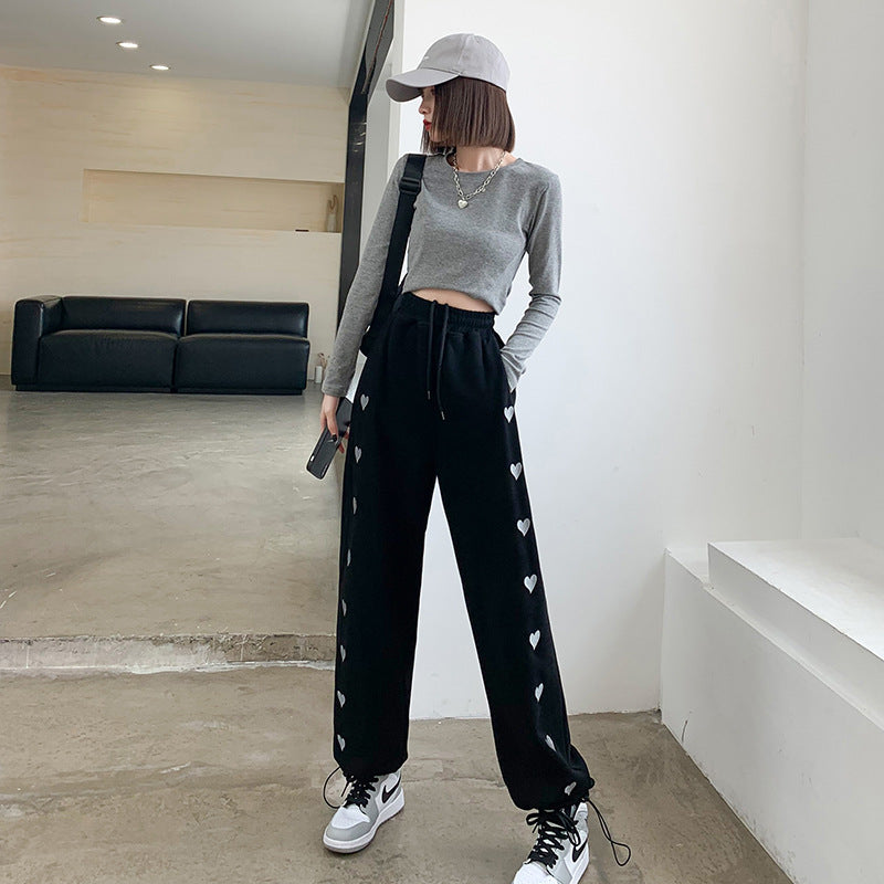 vmtvr dandy hoodie White Love Pants Spring and Summer Trousers Elegant High Waist Wide Leg Pants Casual plus Size Sports Sweatpants for Women