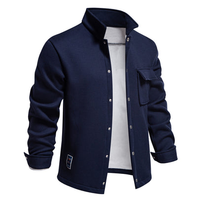VMTVR 2025 popular autumn and winter new fleece thickened waffle men's lapel cardigan jacket Popular trade pocket coat top men