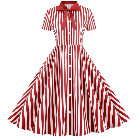 vmtvr alien invasion dress to impress New Women's Summer Striped Stitching Short Sleeve Butterfly Festival Party Temperament Large Swing Dress