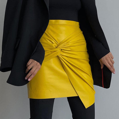 vmtvr concert outfit dress to impress Women's Clothing 2024 Autumn and Winter New Street Fashion Pleated Hip Skirt Leather Skirt