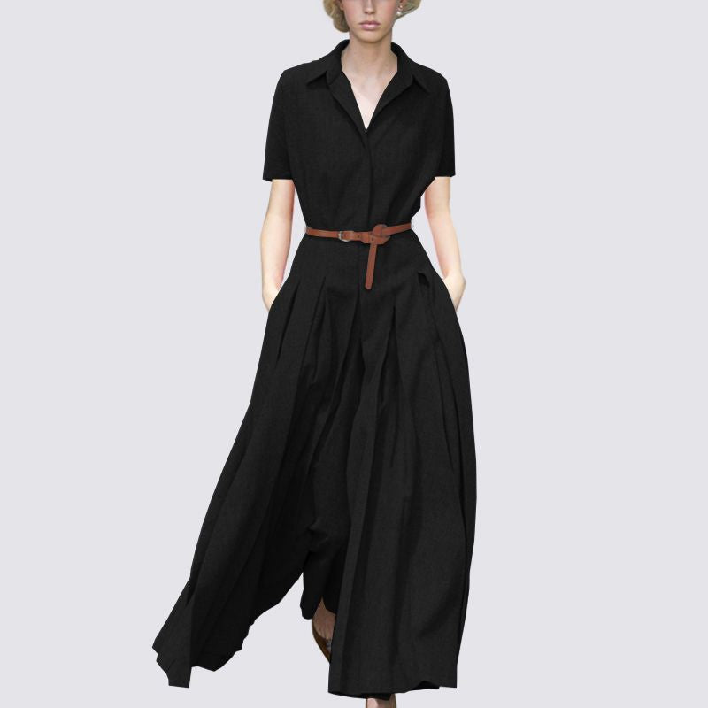 vmtvr barn jacket outfits Super Long Shirt Dress for Women Spring and Autumn Long Pleated Large Swing Dress Fashionable Trendy Waist-Tight to Ankle Dress