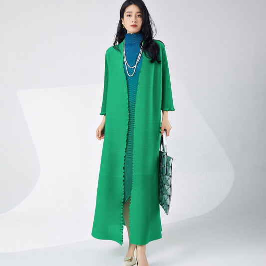 2025 Hot trade long trench coat women's high-end trench coat splicing loose Muslim robe temperament Mizhai cardigan coat autumn