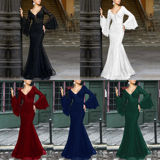 2025 New new spring and summer 2025 evening dresses are noble and sexy slim fishtail long banquet dresses long dresses