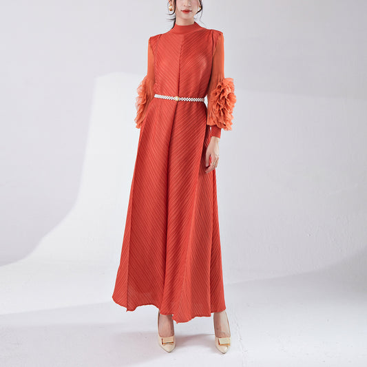 2025 Women's high-end wear large-size dress bud three-dimensional long-sleeved Popular trade Middle East hot sale dress long dress