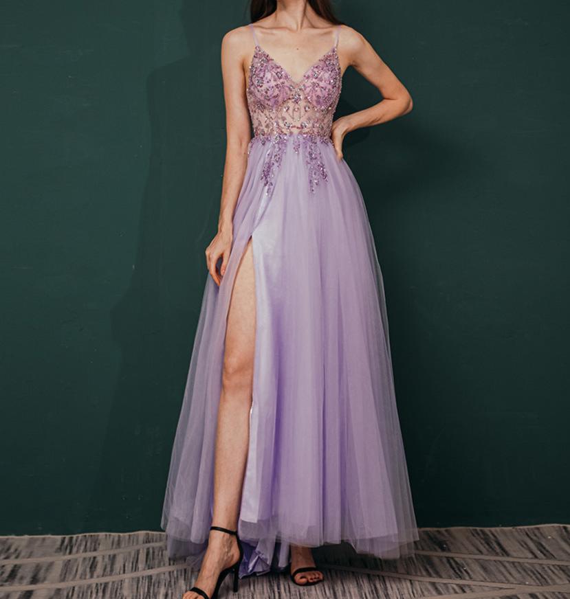 vmtvr pop culture dress to impress Heavy Industry Beaded Crystal Ball Gown 2024 New Autumn and Winter Strap Long Sexy Tulle V-neck Evening Gown