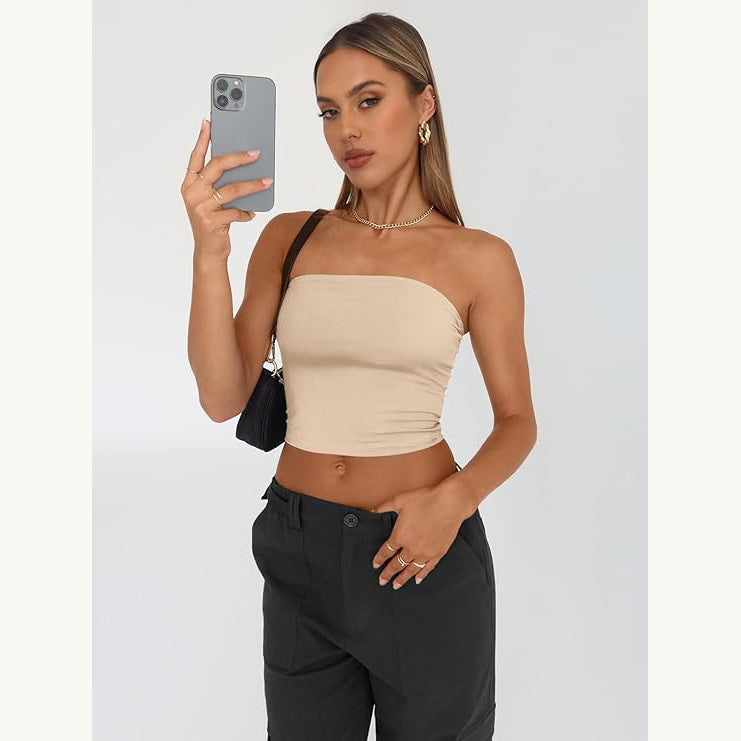 vmtvr 90s fashion Women's Tube Top Hot Girl Summer Outer Wear Pullover Vest Inner Wear Milk Silk Women's Clothing