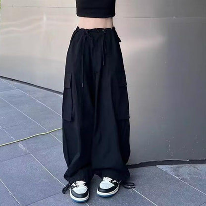 vmtvr college outfits Ankle-Tied Overalls Women's Summer Design Pocket High Waist Straight Casual Pants Loose Slimming Wide Leg Pants Fashion