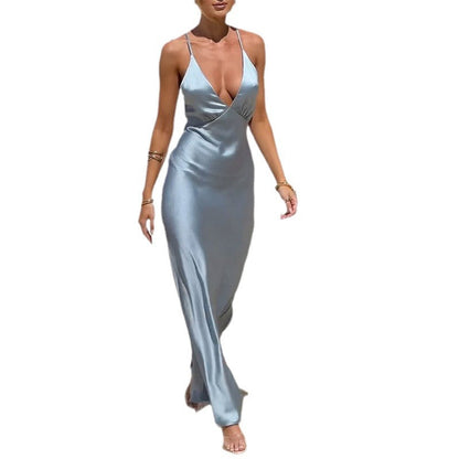 vmtvr jester dress to impress Summer New Low Cut Design Sexy Slim Satin Evening Dress