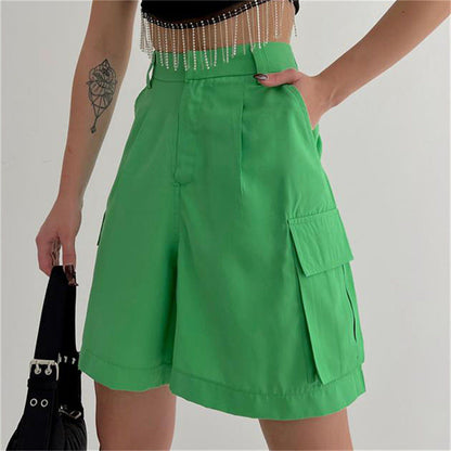 vmtvr preppy New Suit Shorts Women's Summer Organ Bag Shorts Women's Straight Loose Casual A- line Shorts