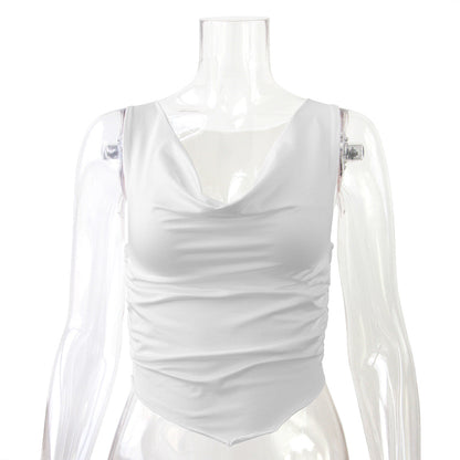 vmtvr going out outfits 2024 Summer Sexy Camisole Slim-Fit Deep V Sleeveless Ruffled Top for Women