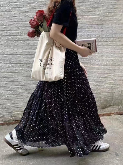 vmtvr teacher outfits Spring and Summer High Waist Large Swing Skirt Loose Slimming Retro A- line Skirt Floral Pleated Skirt