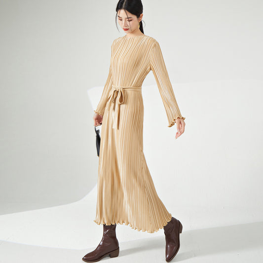 2025 Hot Trade Dress Long Dress Women's High-end Sale Spring and Autumn Long Sleeve Loose Lace-up Temperament Dress Skirt