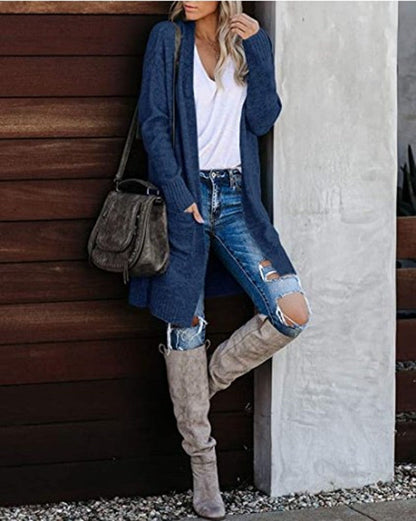 vmtvr 2000s fashion Fall 2024 Women's Knitted Pocket Cardigan Long Sleeve Casual Knitted Loose Sweater Sweater Coat for Women