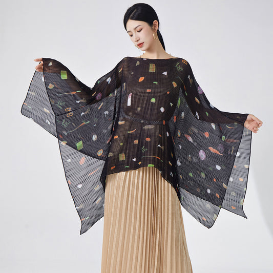 2025 cape shawl jacket spring and autumn women's counter quality printed loose sunscreen clothing Middle East scarf silk scarf