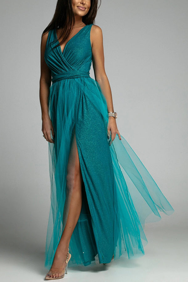 V Neck Backless Maxi Dress