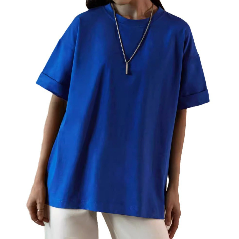 vmtvr 90s fashion 2024 Summer New Women's Solid Color Casual Fashion plus Size Loose round Neck Short Sleeve T-shirt