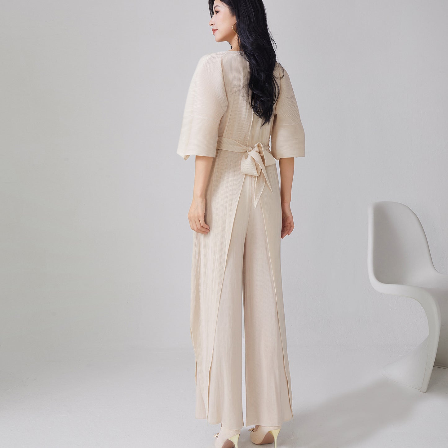 2025 Hot trade women's clothing autumn wear a complete set of irregular lace-up tops, drape casual pants, set, two-piece set