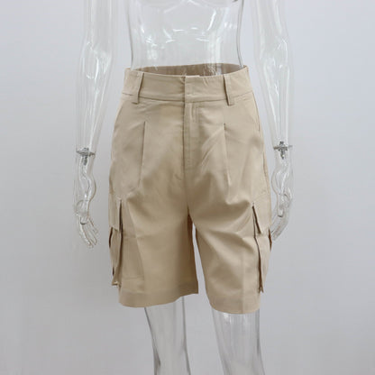 vmtvr preppy New Suit Shorts Women's Summer Organ Bag Shorts Women's Straight Loose Casual A- line Shorts