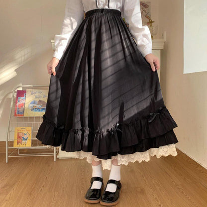 vmtvr Gothic Dti Japanese Style Soft Girl Super Fairy Lace Dress White Fairy Skirt High Waist Skirt Female Autumn and Winter Niche Skirt