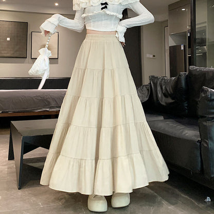 vmtvr church outfit Chanel Style Korean Style Cake Skirt 2024 New Spring and Summer Slimming High Waist Design Stitching Western Style All-Match Long Skirt for Women