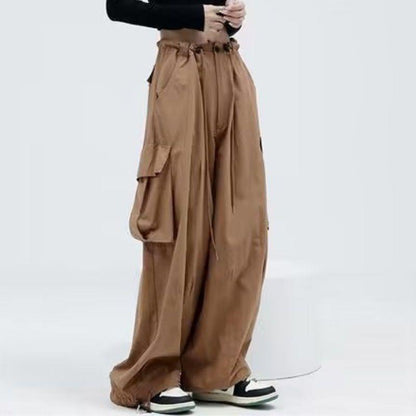 vmtvr college outfits Ankle-Tied Overalls Women's Summer Design Pocket High Waist Straight Casual Pants Loose Slimming Wide Leg Pants Fashion