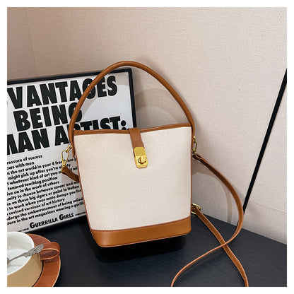 VMTVR 2025 popular new shoulder bag fashionable splicing bucket bag high-end niche design portable messenger bag