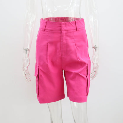vmtvr preppy New Suit Shorts Women's Summer Organ Bag Shorts Women's Straight Loose Casual A- line Shorts