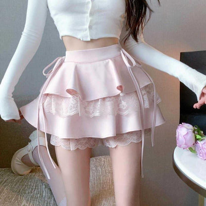 vmtvr summer outfits inspo Fluffy Skirt Women's Spring and Summer Mesh Stitching High Waist Slimming Cake Skirt Niche A- line Skirt