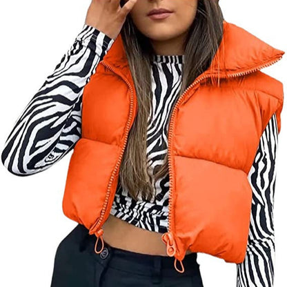 vmtvr datenight fall outfits Women's Spring Cotton-Padded Vest Zipper Stand Collar Vest 11 Colors