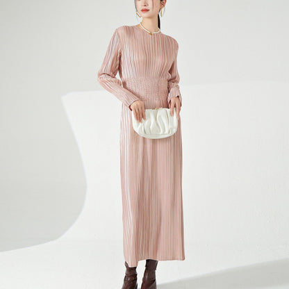 2025 High-end bronzing dress long-sleeved skirt autumn women's high-end Shenzhen Nanyou New women's clothing bottomed dress