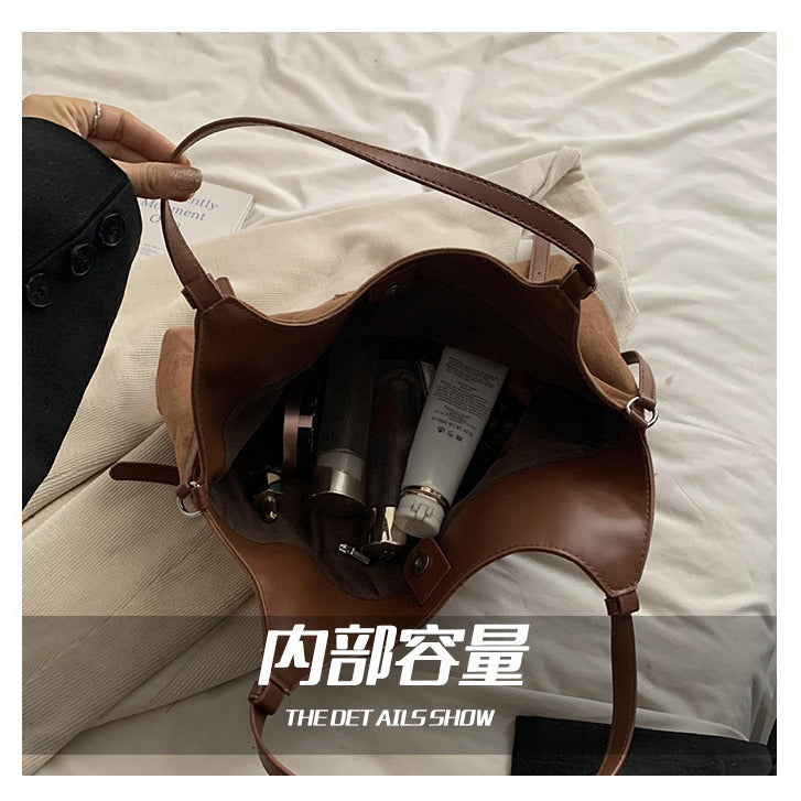 popular autumn hot-selling large-capacity retro tote bag new versatile matte bag women's commuting shoulder bag